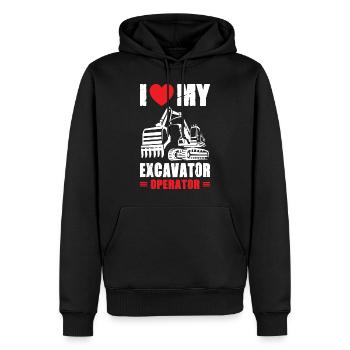 I Love Excavator Operator - Männer Premium Bio Hoodie - Schwarz - Vorne - Nico (187cm)