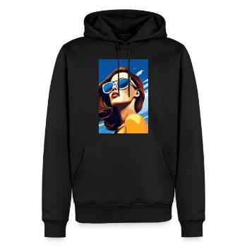 Pop Art : Jeune femme regardant au loin - Sweat à capuche Premium bio Homme - noir - Devant - Nico (187cm)