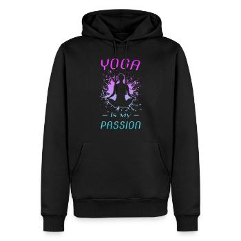 YOGA - Männer Premium Bio Hoodie - Schwarz - Vorne - Nico (187cm)