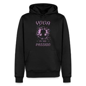 YOGA - Männer Premium Bio Hoodie - Schwarz - Vorne - Nico (187cm)