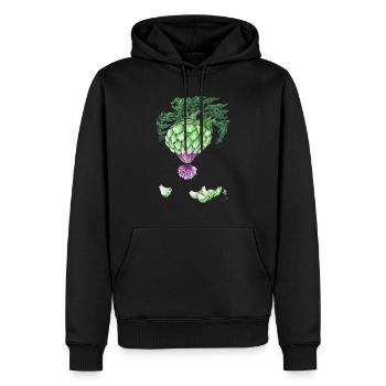Cœur d'Artichaut Vert - Sweat à capuche Premium bio Homme - noir - Devant - Nico (187cm)