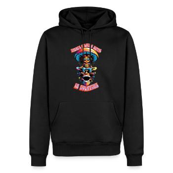 In jedem steckt ein kleiner Hippie 1 - Männer Premium Bio Hoodie - Schwarz - Vorne - Nico (187cm)