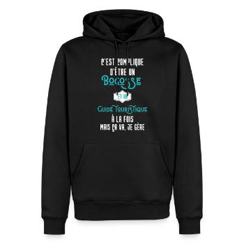 C'est compliqué d'être Bogosse Guide touristique - Sweat à capuche Premium bio Homme - noir - Devant - Nico (187cm)