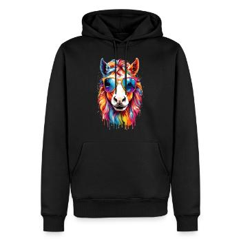 Rainbow Sun Pony: Colorful Horse - Men’s Premium Organic Hoodie - black - Front - Nico (187cm)