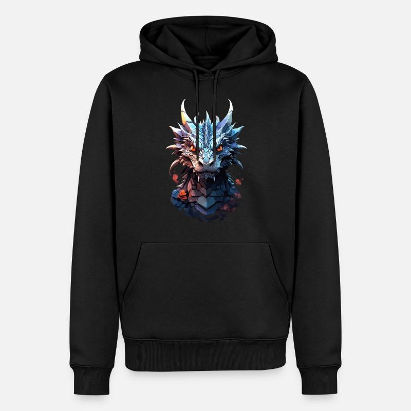 Düsterer Drache - Schattenglanz - Männer Premium Bio Hoodie - Schwarz