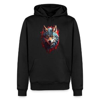 Düsterer Fenriswolf, mystischer Wolf - Männer Premium Bio Hoodie - Schwarz - Vorne - Nico (187cm)