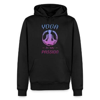 YOGA - Männer Premium Bio Hoodie - Schwarz - Vorne - Nico (187cm)