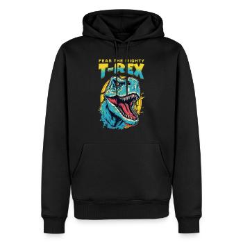T-Rex Dinosaur Dino Tyrannosaurus Rex Vintage - Men’s Premium Organic Hoodie - black - Front - Nico (187cm)
