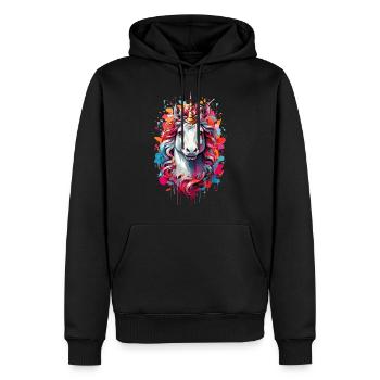 Einhorn süß Pferd Pony niedlich Mädchen - Männer Premium Bio Hoodie - Schwarz - Vorne - Nico (187cm)