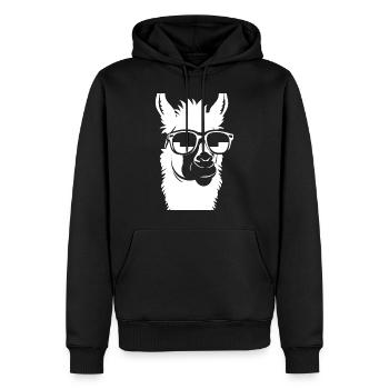 Lustiges Alpaka mit Sonnenbrille Coole Alpakas - Männer Premium Bio Hoodie - Schwarz - Vorne - Nico (187cm)