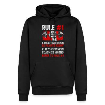 Trainer Gym Pompes Développé couché - Sweat à capuche Premium bio Homme - noir - Devant - Nico (187cm)