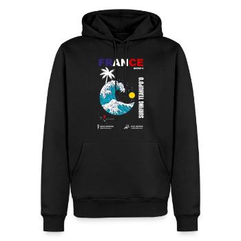 SURFING TEAHUPO'O - Sweat à capuche Premium bio Homme - noir - Devant - Nico (187cm)