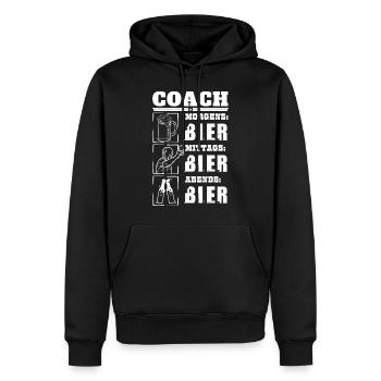 Mein Tagesablauf als Coach - Männer Premium Bio Hoodie - Schwarz - Vorne - Nico (187cm)