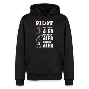 Mon quotidien de pilote - Sweat à capuche Premium bio Homme - noir - Devant - Nico (187cm)