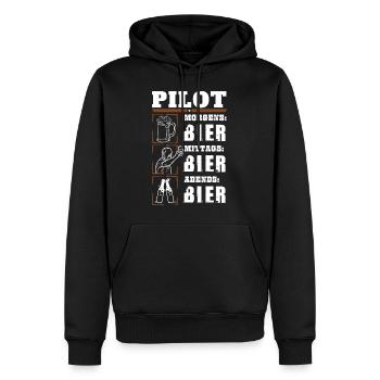 Mon quotidien de pilote - Sweat à capuche Premium bio Homme - noir - Devant - Nico (187cm)