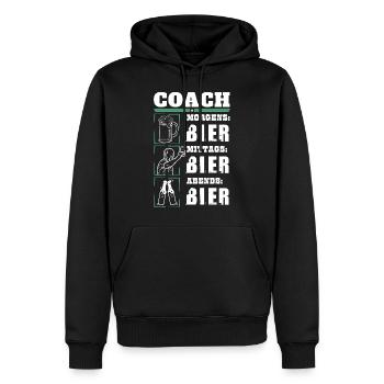 Mein Tagesablauf als Coach - Männer Premium Bio Hoodie - Schwarz - Vorne - Nico (187cm)