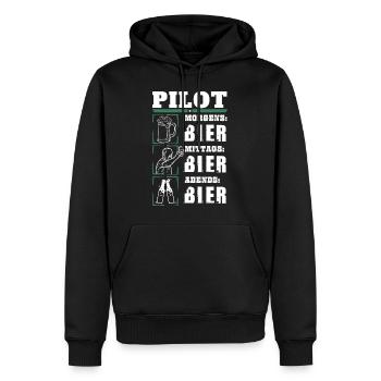 Mon quotidien de pilote - Sweat à capuche Premium bio Homme - noir - Devant - Nico (187cm)