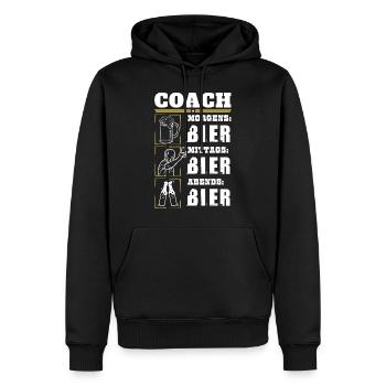 Mein Tagesablauf als Coach - Männer Premium Bio Hoodie - Schwarz - Vorne - Nico (187cm)