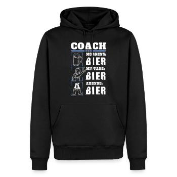 Mein Tagesablauf als Coach - Männer Premium Bio Hoodie - Schwarz - Vorne - Nico (187cm)