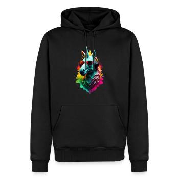 Einhorn Pony cool: Neon Party Sommer - Männer Premium Bio Hoodie - Schwarz - Vorne - Nico (187cm)