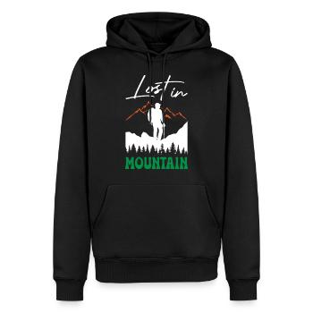 Perdu dans la randonnée en montagne - Sweat à capuche Premium bio Homme - noir - Devant - Nico (187cm)