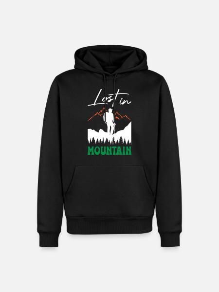 Lost in Mountain Hiking - Men’s Premium Organic Hoodie - black