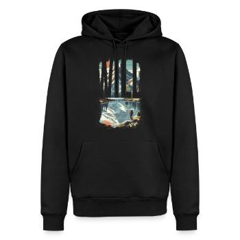 EXPLOREZ SAUVAGEMENT - Sweat à capuche Premium bio Homme - noir - Devant - Nico (187cm)