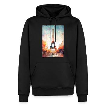 Art Paris 11004 - Männer Premium Bio Hoodie - Schwarz - Vorne - Nico (187cm)