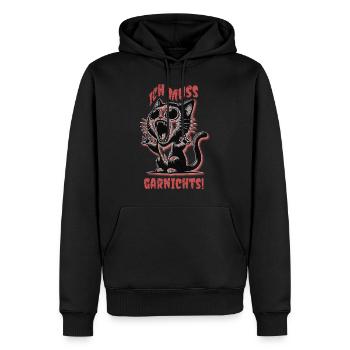 Tiermotiv- T-Shirt- Design- wütende Katze & Spruch - Männer Premium Bio Hoodie - Schwarz - Vorne - Nico (187cm)