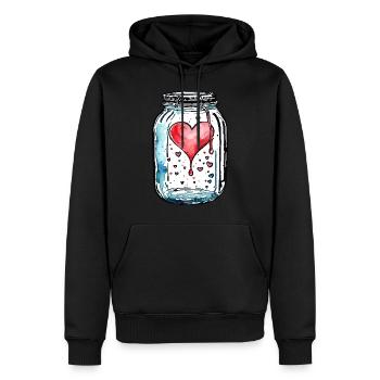 Glass Full of Love Hearts Watercolors - Men’s Premium Organic Hoodie - black - Front - Nico (187cm)