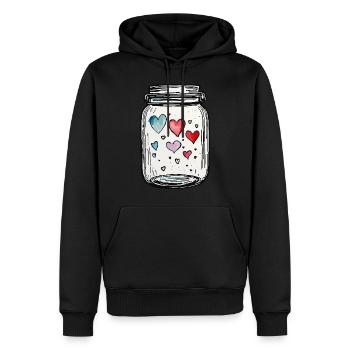 Pot plein d'aquarelles de coeurs d'amour - Sweat à capuche Premium bio Homme - noir - Devant - Nico (187cm)