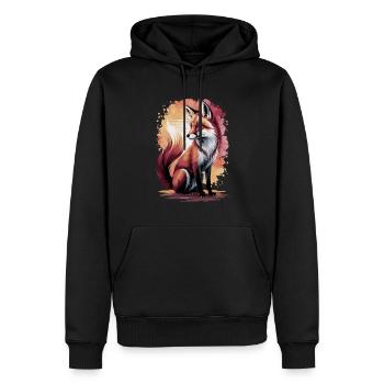 Majestätischer Fuchs – Aquarell-Waldmotiv - Männer Premium Bio Hoodie - Schwarz - Vorne - Nico (187cm)