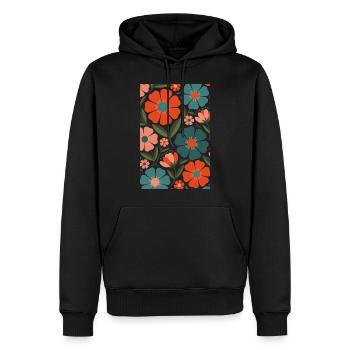 Fleurs de flore bohème - Sweat à capuche Premium bio Homme - noir - Devant - Nico (187cm)