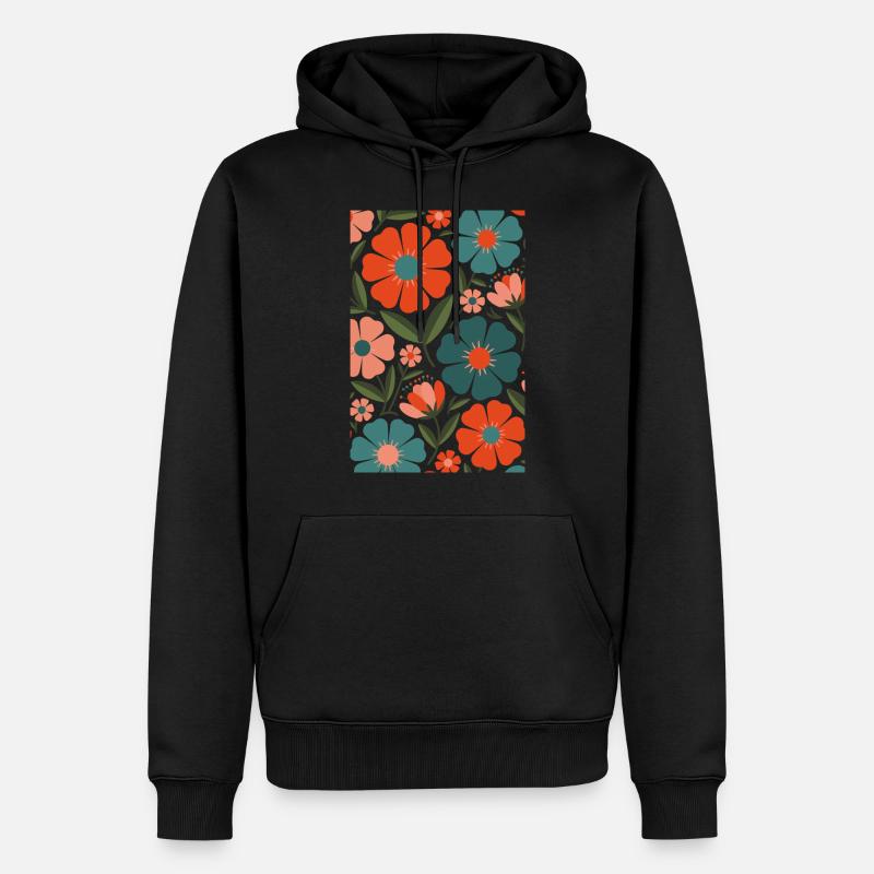 Boho Flora Blumen - Männer Premium Bio Hoodie - Schwarz
