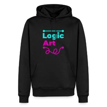 Logik-VS-Grafik - Männer Premium Bio Hoodie - Schwarz - Vorne - Nico (187cm)