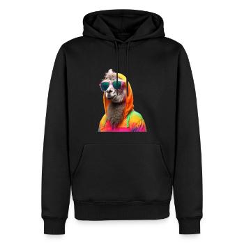 Lama avec lunettes de soleil Lama coloré en Alpaga frais - Sweat à capuche Premium bio Homme - noir - Devant - Nico (187cm)