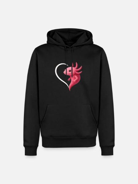 Cute Axolotl with Heart - Men’s Premium Organic Hoodie - black