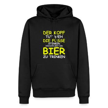 Höchste Zeit ein Bier zu trinken | Party, grillen - Männer Premium Bio Hoodie - Schwarz - Vorne - Nico (187cm)