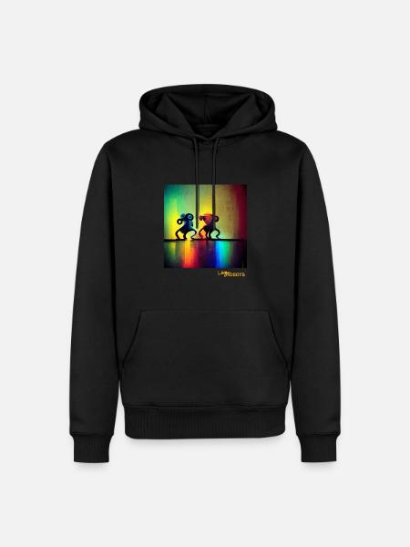 Two dancing rainbow robots - Men’s Premium Organic Hoodie - black