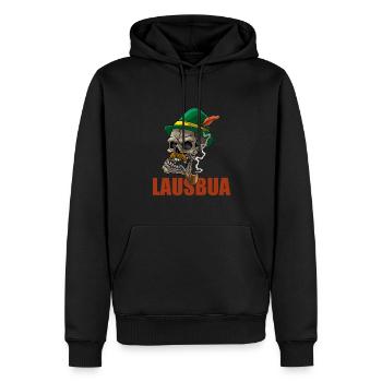 Lausbua Lederhosen - Männer Premium Bio Hoodie - Schwarz - Vorne - Nico (187cm)