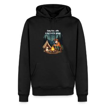 Le café au feu de camp est ma langue d’amour - Camping Dog - Sweat à capuche Premium bio Homme - noir - Devant - Nico (187cm)