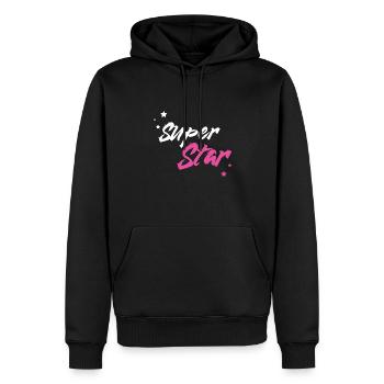 Super Star - Männer Premium Bio Hoodie - Schwarz - Vorne - Nico (187cm)