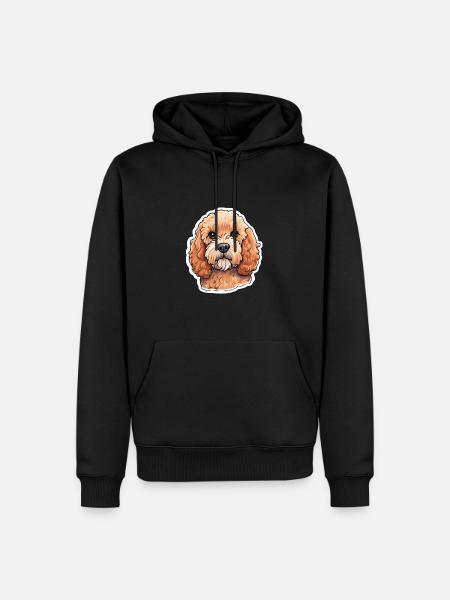 Cheerful cute cavapoo illustration portrait - Men’s Premium Organic Hoodie - black