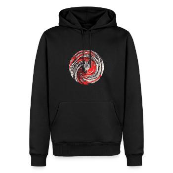 Dunkler Wolf Schwarzer Kreis Skizze Emblem - Männer Premium Bio Hoodie - Schwarz - Vorne - Nico (187cm)