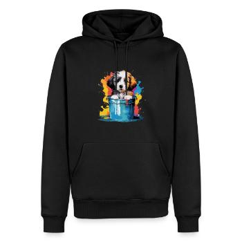 Niedlicher Hund Farbeimer für einen Hundebesitzer - Männer Premium Bio Hoodie - Schwarz - Vorne - Nico (187cm)