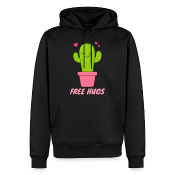 Free Hugs - Cute Cactus Hearts - Men’s Premium Organic Hoodie - black - Front - Nico (187cm)