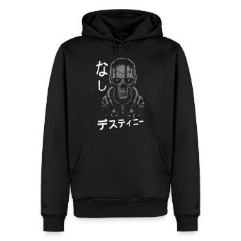 Crâne de cyborg d’horreur - Sweat à capuche Premium bio Homme - noir - Devant - Nico (187cm)