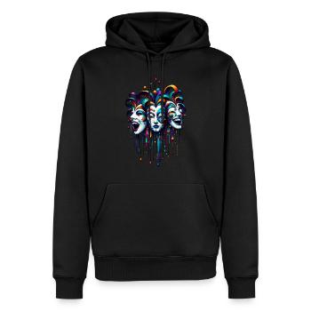 Maskenspiel - Mask play - Männer Premium Bio Hoodie - Schwarz - Vorne - Nico (187cm)