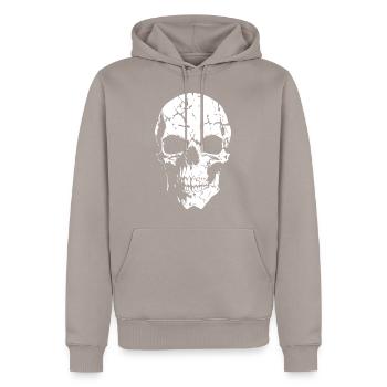 Totenkopf Skull Schädel - Men’s Premium Organic Hoodie - taupe - Front - Nico (187cm)