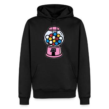 Pinker Retro Kaugummiautomat - Männer Premium Bio Hoodie - Schwarz - Vorne - Nico (187cm)